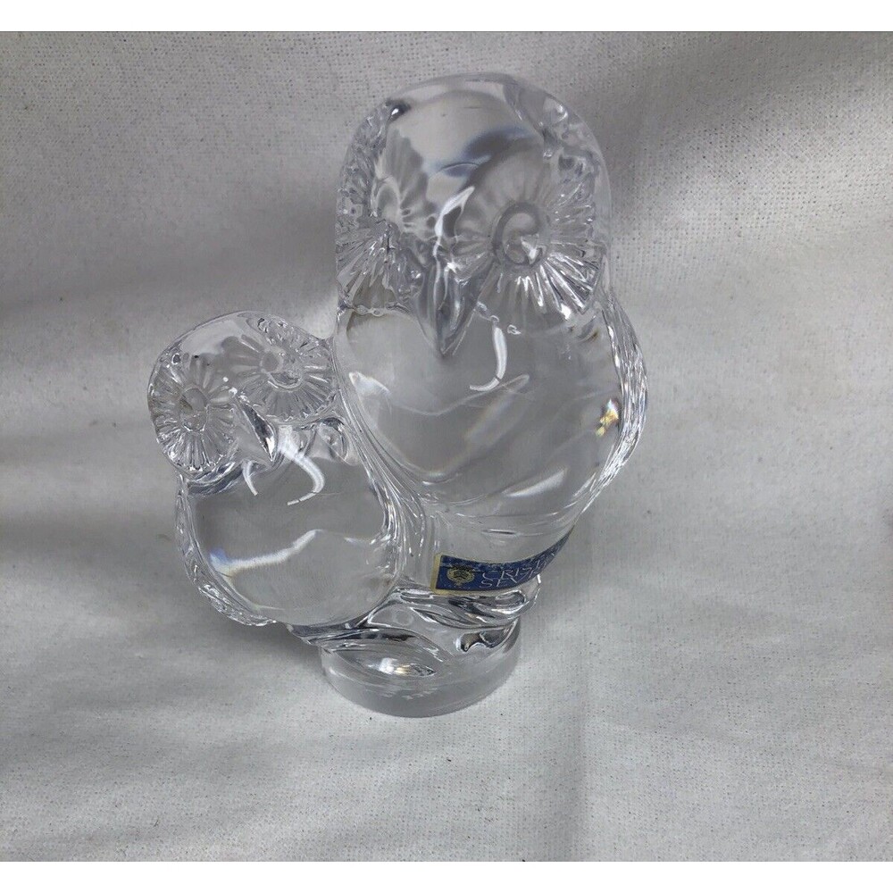 Cristal de Sevres Owl - Glass Figurine Paperweight 2 OWLS - Picture 2 of 9